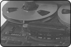 Close up of tape machine VU meters